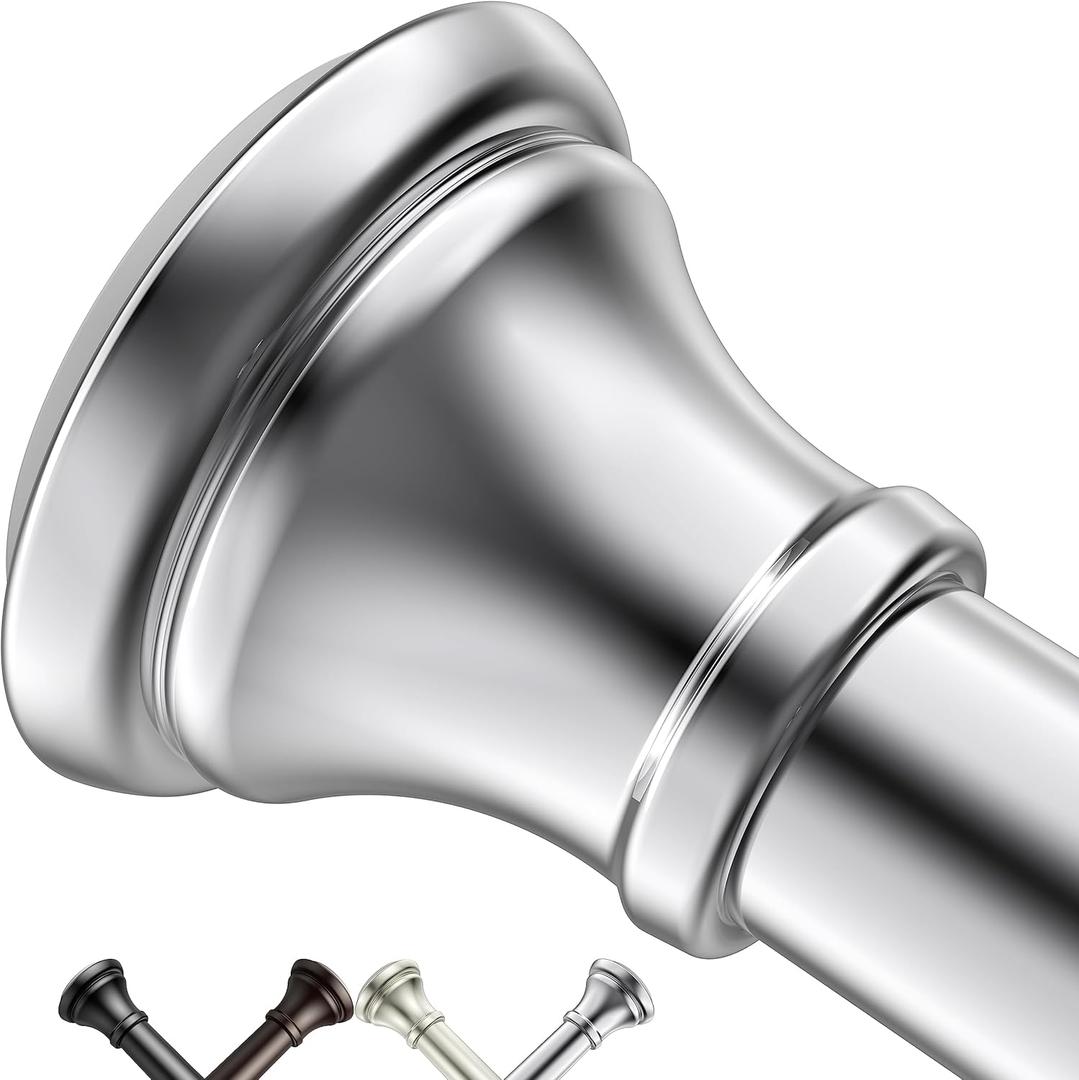 Chrome Tension Shower Curtain Rod – Adjustable 18-79 Inches, Fits 20-78 Inch Spaces (Ideal for 72" Wide Bathrooms), Rust Resistance Adjustable Durable Spring No Drilling