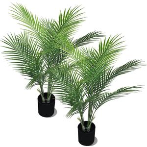 Artificial Palm Plant 2.7FT Fake Palm Tree with 12 Trunks Perfect 32 inch Faux Tropical Palm Plants in Pot for Indoor Outdoor House Home Office Garden Modern Decor Housewarming Gift (2Pack)