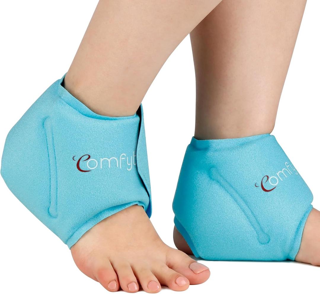 Comfytemp Ankle Ice Pack Wrap for Plantar Fasciitis, Swelling, Foot Pain Relief, FSA Eligible HSA, Gel Packs for Injuries Reusable, Hot Cold Compress for Achilles Tendonitis, Sprained Ankles, 2 Packs (Standard, Blue)