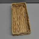 Woven Bathroom Vanity Tray for Storage Water Hyacinth Back of Toilet Basket Long Narrow Guest Towel Holder (Natural 10.2 x 4.9 x 1.8 inch)