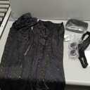 Jexine 70s Women Disco Outfit Costume Disco Party Top Pants Sunglasses Ball Necklace Earring Wig for Halloween New Year Eve, M