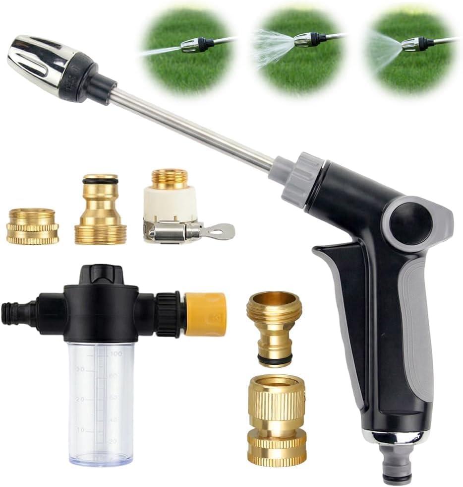 Turn Any Hose Into A High-Pressure Water Cleaning Jet, Power Jet Water, Heavy Duty Garden Hose Nozzle, Spray Nozzles for Cleaning Yard Patio Car, Adjustable High Pressure Hose with Three Spray Modes
