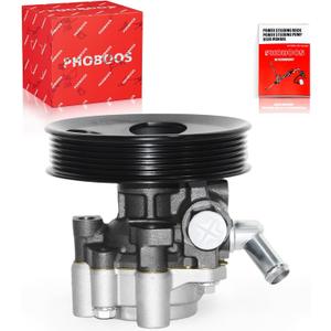 PHOBOOS Power Steering Pump Compatible with Toyota Tundra 2000-2006, Toyota Sequoia 2001-2007, V8 4.7L, with Outlet & Pulley, Smooth Steering, Low Noise, High Durability, Ref. 96-5264 LEAKED