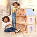 Melissa & Doug Wooden Multi-Level Dollhouse Wooden Multi-Story Pretend Play Dollhouse for Kids