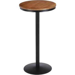 42" Height Round Bar Table with Solid Wood Top and Sturdy Metal Base, Rustic Industrial Pub Table for Kitchen, Dining Room, Home, and Bistro