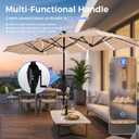 SUPERJARE 13ft Outdoor Patio Umbrella with Solar Lights, Double-sided Deck Pool Umbrella with 1.5 Inch Pole, Fade Resistant Canopy, 12 Sturdy Ribs, for Porch, Market, Backyard, Beige (No Base)