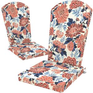 LVTXIII Adirondack Chair Cushions 48x20x2.5 Inch, Water Repellent, Fade Resistant, High Back Outdoor Rocking Chair Cushions for Patio Furniture, 2 Pack, Vibrant Blossom