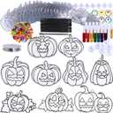 Winlyn 27 Sets Halloween Pumpkin Suncatchers Ornaments Decorations DIY Window Paint Art Suncatchers Craft Kits Jack-O'-Lantern Sun Catchers for Kids Classroom Activities Fall Halloween Art Project