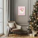 JWVK Prints Pink Vintage Preppy Trendy Christmas Santa Framed Wall Art Canvas Decor Decorations, Pink Christmas Signs Sign, 11x14