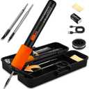 KINGSOM Cordless Soldering Iron Kit, 2 in 1 Corded/Wireless Soldering Iron Cordless, 8 Seconds Fast Heating with Stand Portable, 500F-842F Adjustable Temp for DIY, Appliance Repair