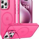 Magnetic Case for iPhone 15 Pro Max with Kickstand, Compatible with Magsafe, Built-in Camera Stash Stand, Military Protection, Skin Feeling Phone Case for iPhone 15 Pro Max, Hot Pink