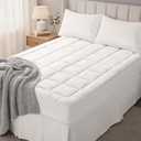 OLANLY King Quilted Fitted Mattress Pad, Elastic Fitted Mattress Topper, Cooling Soft Mattress Cover Stretches up to 21 Inches Deep, Machine Washable Mattress Protector (78x80 inch, Off White)