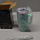 20 oz Tumbler with Handle, insulated cup coffee mug with lid, straw and handle, Double Wall Stainless Steel Vacuum Coffee Tumbler travel mug spill proof, 1pc Light Green