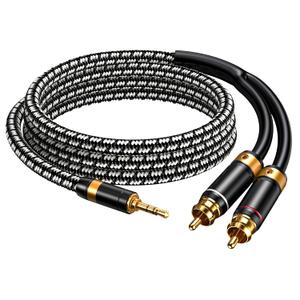 Audiophile RCA Cable, [2M/6.5Feet, Silvered-Plated Copper core] 3.5mm Male to 2RCA Male Stereo Audio Adapter Cable with Outer diameters 6.5mm for Smartphones, Tablets, Speakers, HDTV
