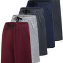 Real Essentials Men’s 5 Pack: 9" Dry-Fit Shorts – Athletic Gym, Workout, Basketball, Running, Casual Lounge Active Pockets, Set 5, L