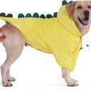 LovinPet Dog Warm Coat with Hood  Medium & Large Dinosaur Hoodie Winter Jacket for Cold Weather, Yellow & Green Coat for Large Dogs, L