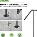 Single Post Handrail for Outdoor Steps - 41" Height Black Powder Coated Steel, DIY Tool Kit Included, Fits 1 or 2 Steps, Easy Installation & Corrosion Resistant