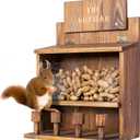 Squirrel Feeder Table The Nut Bar, Wooden Squirrel Picnic Table Feeder, Durable Squirrel Feeder Corn Cob, with Solid Structure, Stable Squirrels Stool Bar, 15 x 10 x 6 Inches (Brown) (Brown)