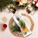 MIXUMON Woven Placemats Round, Natural Water Hyacinth Wicker Placemat for Dining Table, Large Handmade Woven Placemats Heat Resistant Non-Slip (13" - Set of 6)