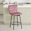 MILCIL Swivel Counter Height Stool with Back Bar Chair Farmhouse Pink