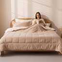 ele ELEOPTION Twin Size Comforter Set 3pcs Winter Autumn Super Soft Fuzzy Bedding Sets with Fleece Warm Comforters (60x80 inches) and 2 Pillowcases (20x28 inches) for Bedroom Light Coffee/Camel