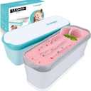 Ice Cream Containers for Homemade Ice Cream, 1.5 Quart Ea. Set of 2 Reusable for Homemade Sorbet, Frozen Yogurt Or Gelato - Stackable Storage Containers, BPA-Free And Lids Stores Easily In Freezer (mint green)