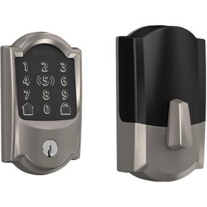 Schlage BE499WB CAM 619 Encode Plus WiFi Deadbolt Smart Lock, Keyless Entry Touchscreen Door Lock with Camelot Trim, Satin Nickel