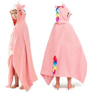 Joiedomi Unicorn Hooded Towel for Kids Soft 100% Cotton Bath Beach Towel 30" x 50" for Kids 3-10 Years Toddler Pool Poncho with Hood Absorbent Swim Wrap for Boys Girls