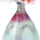 Purple and White Natural Glaze Vase with Three Ceramic Flowers