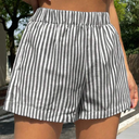 SHEIN EZwear Stripe Print Elastic Waist Wide Leg Shorts For Summer, SIZE M