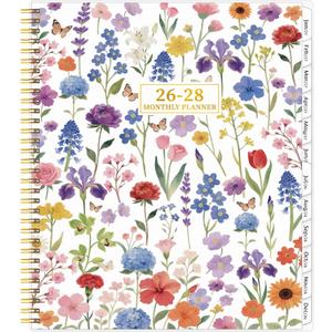 2026-2027 Monthly Planner, 2 Year Calendar Planner, Jan 2026 - Dec 2027, 8.5 x 11, Large Spiral Agenda, 24 Months, with Tabs Pocket, Flexible Cover, Organizer for Office Home School, Flowers