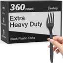 Dealusy 360 Count Extra Heavy Duty Black Plastic Forks Disposable, BPA-Free, Heat Resistant, Solid and Durable Disposable Forks Bulk, Premium Plastic Forks heavy duty for Party Supply