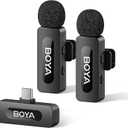 BOYA BY-V20 Wireless Microphones for iPhone 17/16/15 & Android/Laptop with USB-C Port, 328ft Range, 9H Battery Life, Noise Reduction Mini Mic Clip on Lapel Microphone Wireless for Video Recroding