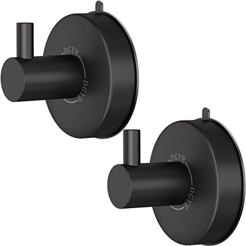 DGYB Suction Cup Hooks for Shower Set of 1 Towel Hooks for Bathrooms SUS 304 Stainless Steel Matte Black Shower Hook for Loofah 15 LB Bathroom Hook for Towels