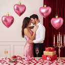Jetec 4 Pcs 17" Heart Inflatable Ornament with Glitter Cloth Cover, Large PVC Heart Blow up Ornaments Blow Ball for Yard Outdoor Lawn Porch Decor(Pink)
