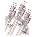 JSAUX USB C Cable Fast Charging, 3-Pack (10ft+6.6ft+3.3ft) USB A to Type C Charge Cord for iPhone 17/17 Pro/17 Pro Max, iPhone 16/16 Pro/16 Pro Max, Samsung Galaxy S24 S22 S20, USB C Charger(Pink)