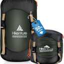 Hikenture Compression Sack for Sleeping Bag, Anti-Tear Nylon Sleeping Bag Stuff Sack, 20L Water-Resistant Compression Bag, Storage Bag (Dark Green)