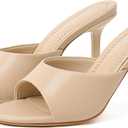 Mostrin Kitten Heels for Women Round Toe Heels With Bow Vintage Mules Sexy Slip on Stiletto Backless Sandals for Party Daily, Size 11