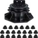 20Pack Adjustable Deck Support Pedestal, Floor Lift Plastic Deck Foundation Support Base for Floating Deck Platform, Height Adjustment Raising from 2-3/4"to 5-23/32"Black, Automatic Leveling