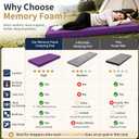 CYMULA Memory Foam Camping Mattress Pad,Sleeping Pad for Camping,Non-Slip Bottom Floor Car Mattress Bed with Retaining Portable Roll up Mattress Pad Mat for Travel Truck Guest Bed Tent, PURPLE, Twin XL:80*38*3 