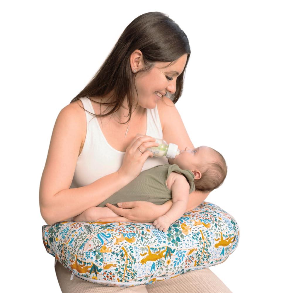 Boppy Nursing Pillow - Firm, Ergonomic U-Shaped Bottle and Breastfeeding Pillow with High Lift for Comfort and Support, Spacious Surface - Colorful Forest Animals