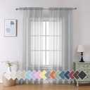 Aiyufeng Light Grey Sheer Window Curtains 84 Inches Long 2 PCS- Rod Pocket Living Room Curtain Panels Voile Textured Soft and Lightweight Window Treatments for Bedroom Decor, 40W x 84L Inches