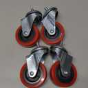 4 Pack Heavy-Duty 2.5" Swivel Caster Wheel Creeper Service Cart Stool Post Mount (Red)