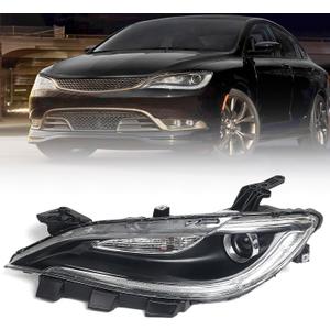 Halogen Headlight Compatible with Chrysler 200 200c 2015 2016 2017 W/LED DRL Headlamp Head Light Chrome Trim 68284784AA 68284783AA Left Driver Side