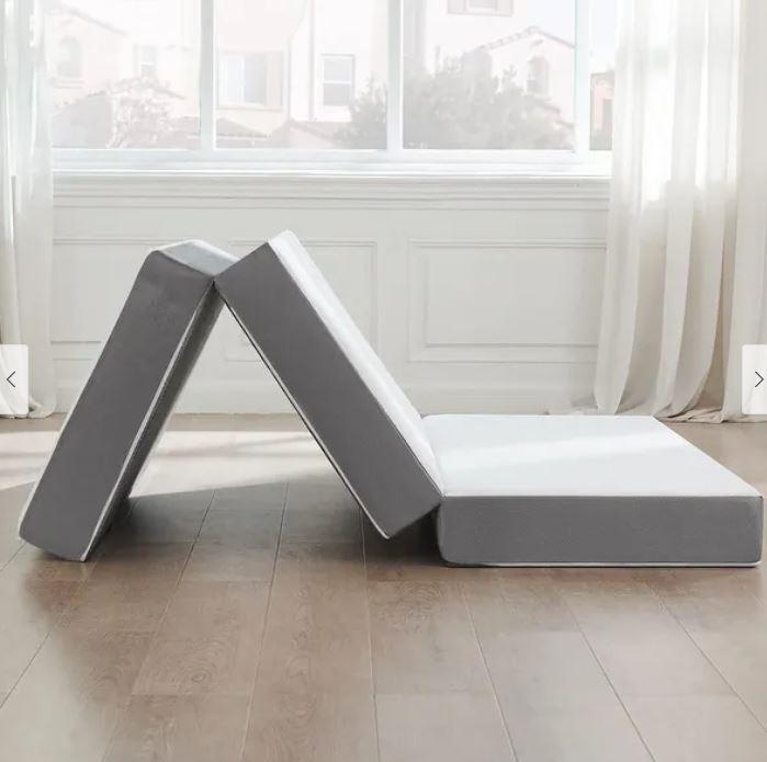 Folding Mattress, 3", 4" & 5" Gel Memory Foam Portable Tri-fold Mattress.