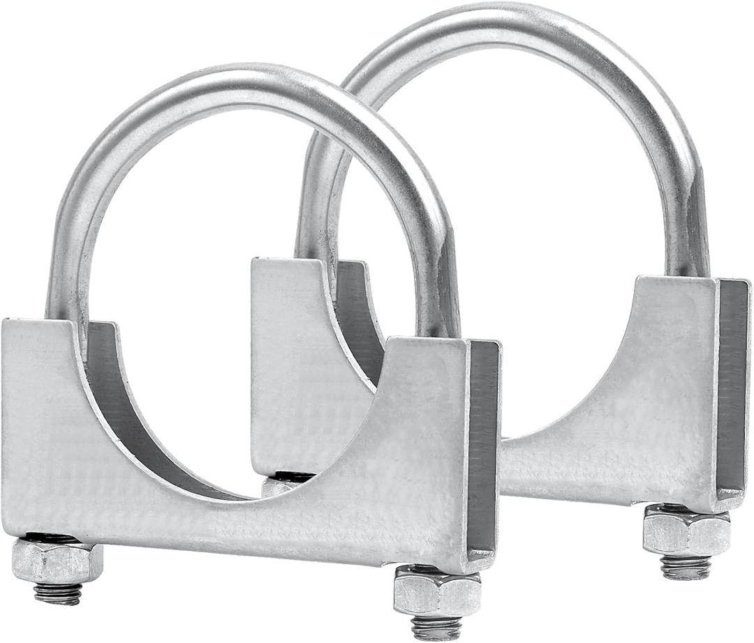 3.5 inch Muffler U-Bolt Clamps for 3-1/2" Diameter Exhaust Tail Pipe, Stainless Steel Exhaust U Clamp, Pack of 2