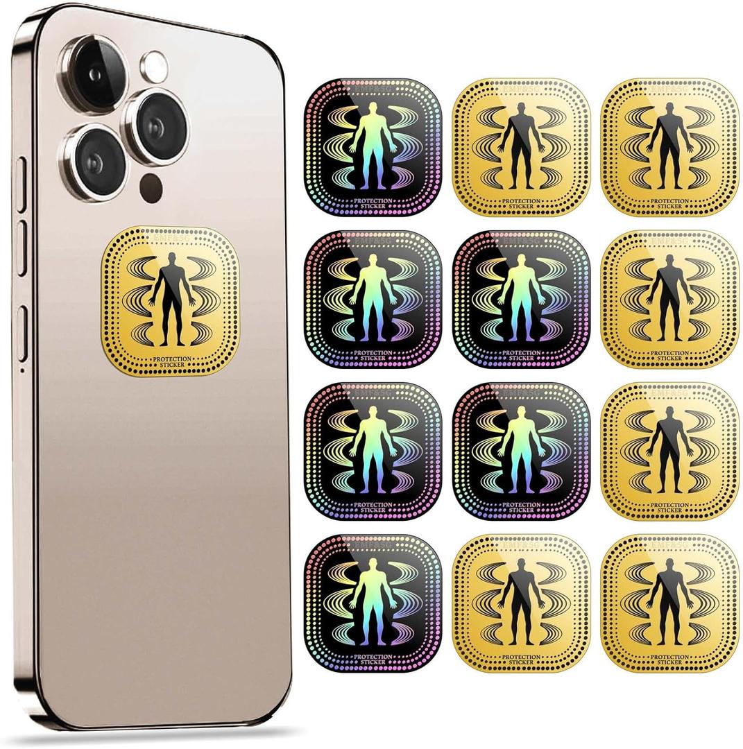 Protection Cell Phone Stickers for Smart Phones/Tablets/Laptops/Computer/WiFi...(12 Pcs) (Black+gold)