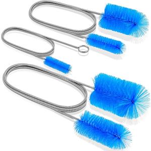 66" Flexible Drain Brush Tool with Large Brush Head and Double Elastic Nylon Ends, Stainless Steel Long Tube Cleaning Brushes for Kitchen, Sink, Drain Pipe and Long Pipe Cleaning
