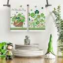 Artoid Mode Flower Basket Clover Shamrock St.Patrick's Day Kitchen Dish Towels, 18x26 Inch Farmhouse Holiday Decoration Spring Cleaning Set of 2