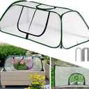 Garden Rows Accelerator Plants Cover-Garden Greenhouse with Roll-up Zipper Door,Thicker PE Cover for Indoor Outdoor Vegetable Fruits Rows - 45" L x 22" W x 16" H (White, 1 Pack)